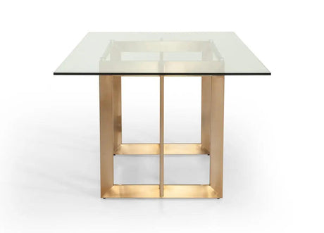 Vig Furniture - Modrest Keaton Modern Glass & Brass Dining Table - Vgvct8961-G