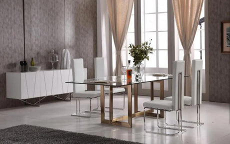 Vig Furniture - Modrest Keaton Modern Glass & Brass Dining Table - Vgvct8961-G