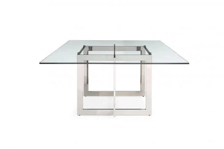 Vig Furniture - Modrest Keaton Square Modern Glass Stainless Steel Dining Table - Vgvct8961-Dt