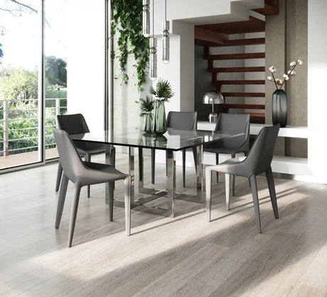 Vig Furniture - Modrest Keaton Square Modern Glass Stainless Steel Dining Table - Vgvct8961-Dt