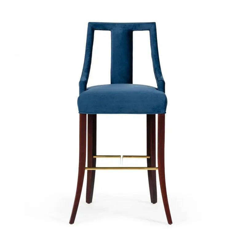 Vig Furniture - Modrest Kimball - Glam Blue Velvet Bar Stool - Vguihersa