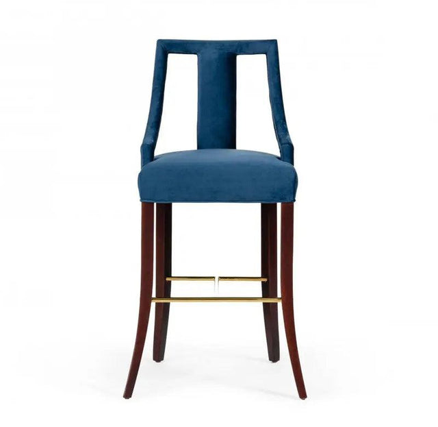 Vig Furniture - Modrest Kimball - Glam Blue Velvet Bar Stool - Vguihersa