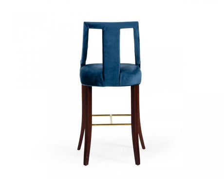 Vig Furniture - Modrest Kimball - Glam Blue Velvet Bar Stool - Vguihersa