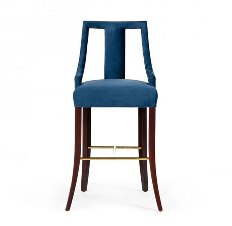 Vig Furniture - Modrest Kimball - Glam Blue Velvet Bar Stool - Vguihersa