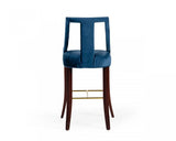 Vig Furniture - Modrest Kimball - Glam Blue Velvet Bar Stool - Vguihersa