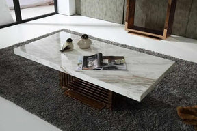 Modrest Kingsley Modern Marble & Rosegold Coffee Table Vgvcct8933