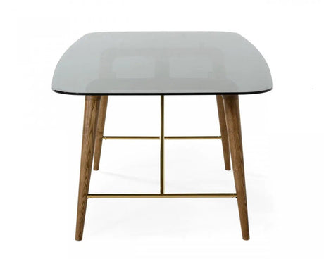 Vig Furniture - Modrest Kipling Modern Smoked Glass & Walnut Large Dining Table - Vgcsdt-16111-Lrg-Wal-Dt