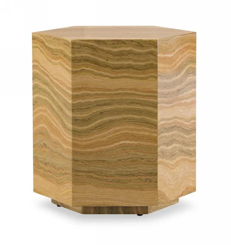 Vig Furniture - Modrest Lacuna - Glam Amber And Gold Marble End Table - Vgodlz-185E-H