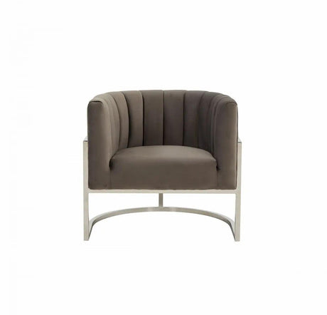 Vig Furniture - Modrest Landau - Modern Grey Velvet & Stainless Steel Accent Chair - Vgrhac-406-Gray