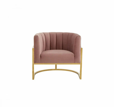 Vig Furniture - Modrest Landau - Modern Pink Velvet & Gold Stainless Steel Accent Chair - Vgrhac-406-Pink