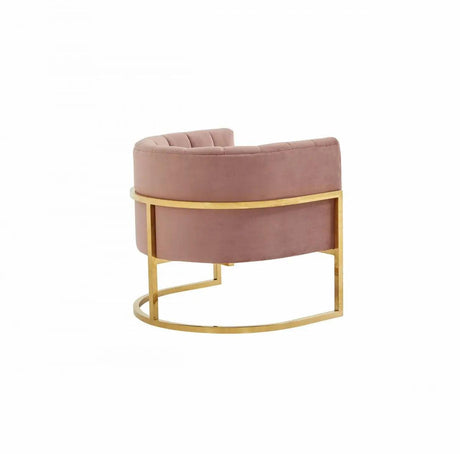 Vig Furniture - Modrest Landau - Modern Pink Velvet & Gold Stainless Steel Accent Chair - Vgrhac-406-Pink