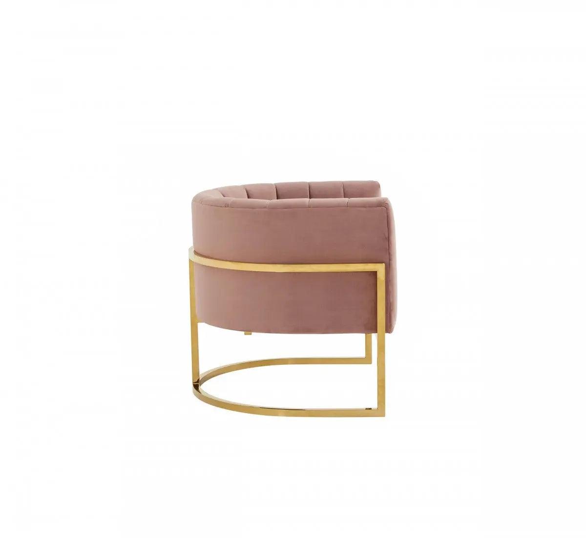 Vig Furniture - Modrest Landau - Modern Pink Velvet & Gold Stainless Steel Accent Chair - Vgrhac-406-Pink