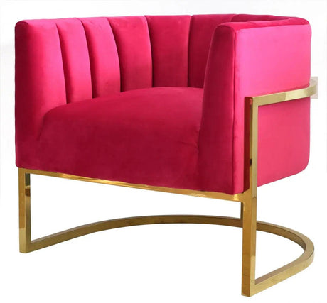 Vig Furniture - Modrest Landau Pink Velvet Gold Accent Chair - Vgrhac406-Pnk-Ch