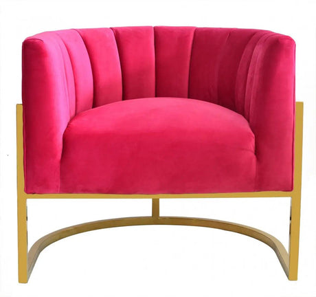 Vig Furniture - Modrest Landau Pink Velvet Gold Accent Chair - Vgrhac406-Pnk-Ch