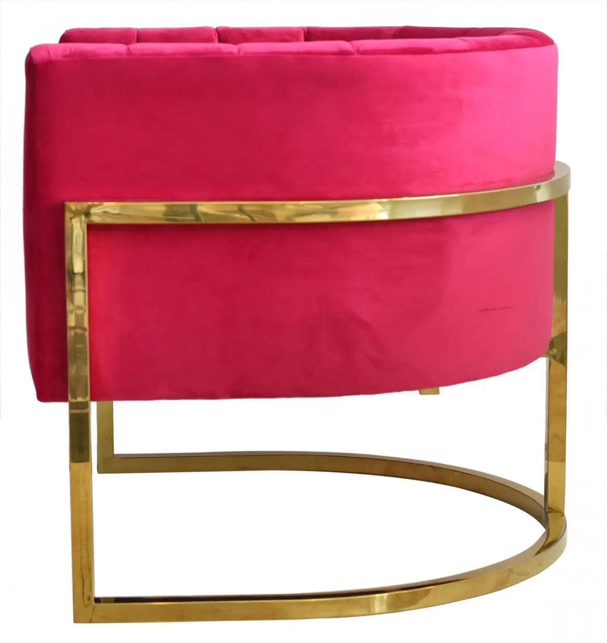 Vig Furniture - Modrest Landau Pink Velvet Gold Accent Chair - Vgrhac406-Pnk-Ch