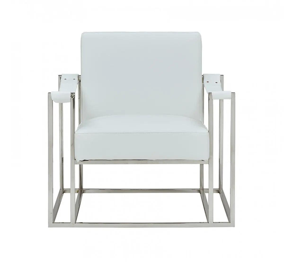 Vig Furniture - Modrest Larson Modern White Leatherette Accent Chair - Vgrh-Rhs-Ac-205-Wht-Stl