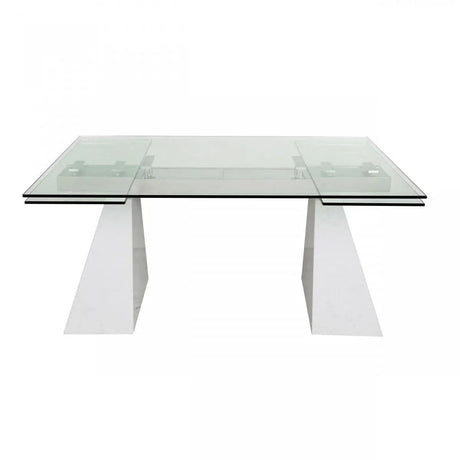 Vig Furniture - Modrest Latrobe Modern Extendable Quartz Stone & Glass Dining Table - Vgyfdt8765-5-Dt-Wht