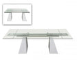 Modrest Latrobe Extendable Quartz Stone & Glass Dining Table in White | VIG