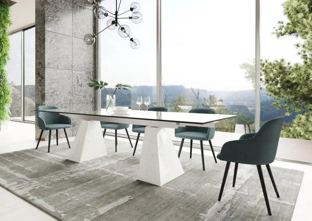 Vig Furniture - Modrest Latrobe Modern Extendable Quartz Stone & Glass Dining Table - Vgyfdt8765-5-Dt-Wht