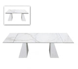Vig Furniture - Modrest Latrobe Modern White Ceramic Quartz 118" Extendable Dining Table - Vgyfdt8765-5C-Wht-Dt