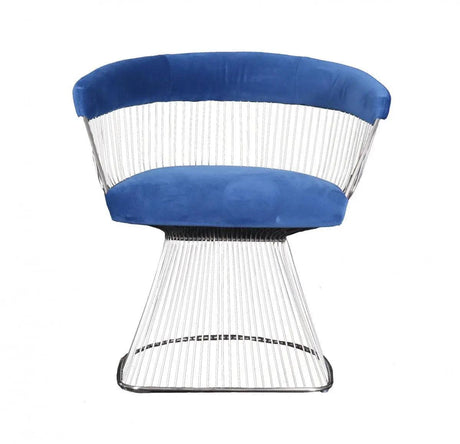 Vig Furniture - Modrest Lauren - Blue Velvet And Brushed Silver Dining Chair - Vgmfoc-2942-Blu-Dc