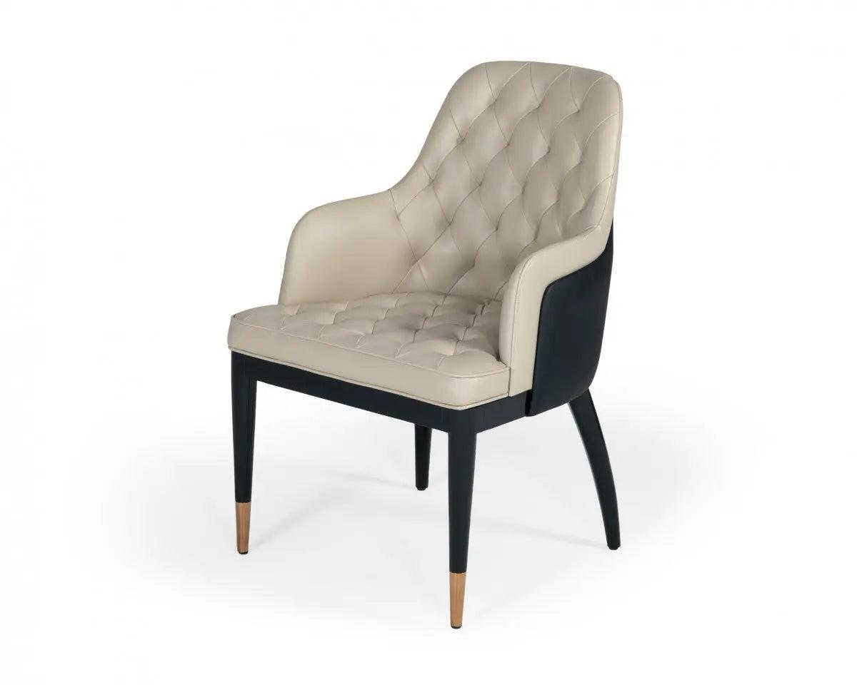 Vig Furniture - Modrest Leeds - Glam Beige And Black Dining Chair - Vgvcb8966W