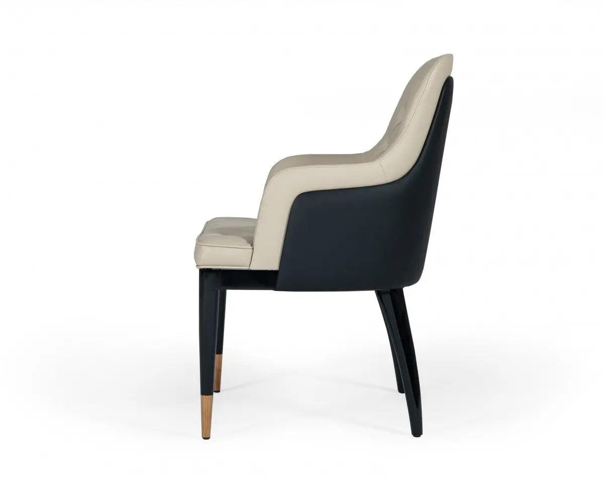 Vig Furniture - Modrest Leeds - Glam Beige And Black Dining Chair - Vgvcb8966W