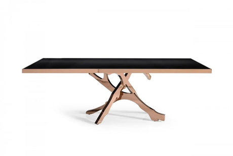 Vig Furniture - Modrest Legend - Modern Black Glass & Rosegold Dining Table - Vgvct8222-G22-Blk