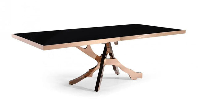 Vig Furniture - Modrest Legend - Modern Black Glass & Rosegold Dining Table - Vgvct8222-G22-Blk