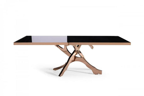 Vig Furniture - Modrest Legend - Modern Black Glass & Rosegold Dining Table - Vgvct8222-G22-Blk