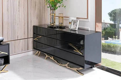 Vig Furniture - Modrest Legend Modern Black & Gold Dresser - Vgvcj8111-D-Blk