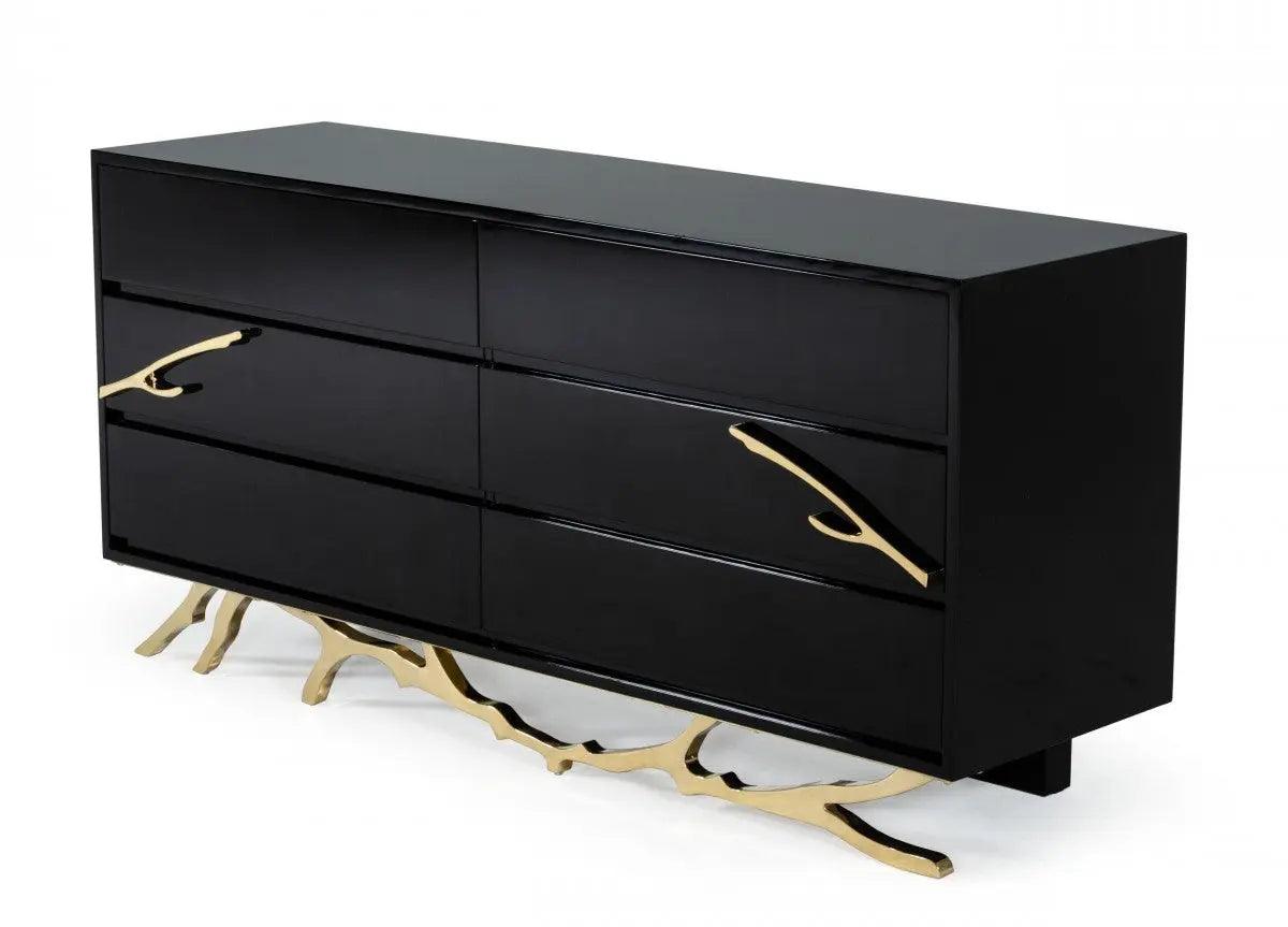 Vig Furniture - Modrest Legend Modern Black & Gold Dresser - Vgvcj8111-D-Blk