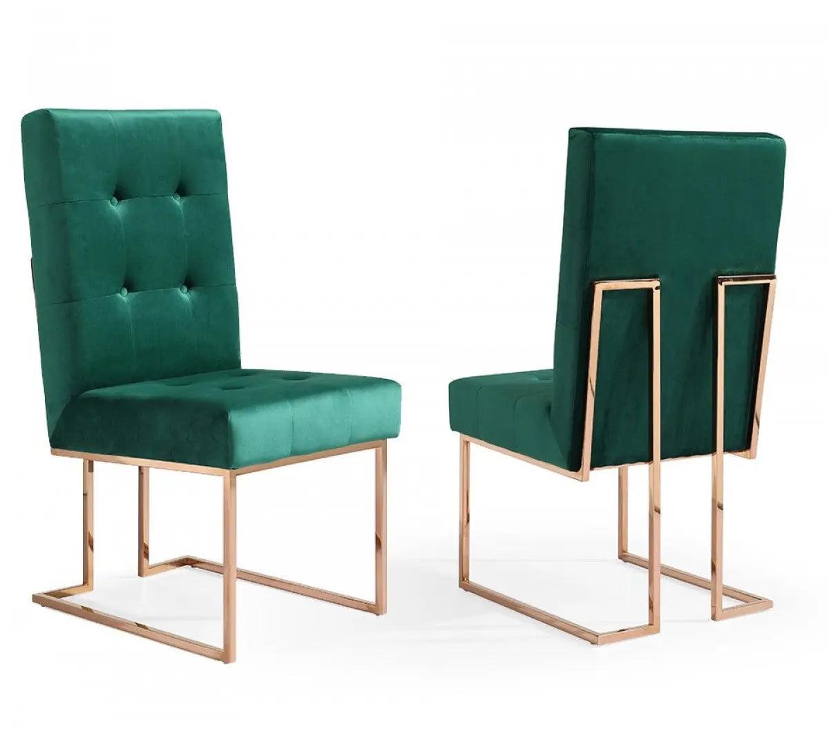 Vig Furniture - Modrest Legend Modern Green Velvet & Rosegold Dining Chair (Set Of 2) - Vgvcb012-Grn