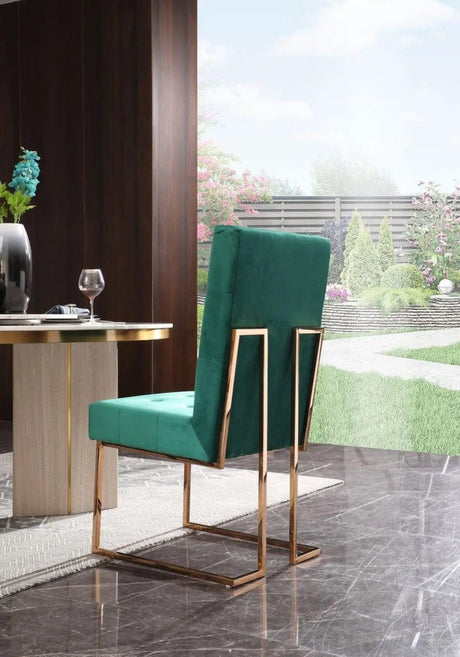 Vig Furniture - Modrest Legend Modern Green Velvet & Rosegold Dining Chair (Set Of 2) - Vgvcb012-Grn