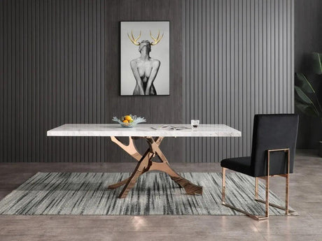 Vig Furniture - Modrest Legend - Modern White Marble & Rosegold Dining Table - Vgvct8222-M20-Wht-Dt