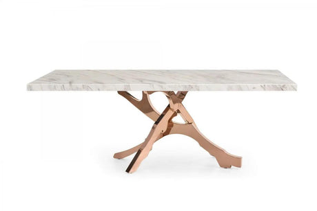 Vig Furniture - Modrest Legend - Modern White Marble & Rosegold Dining Table - Vgvct8222-M20-Wht-Dt