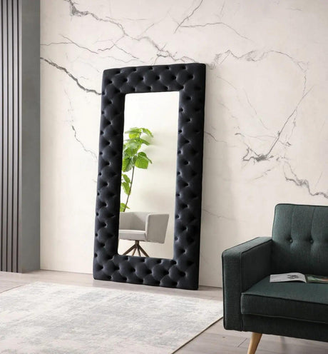 Vig Furniture - Modrest Legend Transitional Black Velvet Floor Mirror - Vgvcj8111-3H-Blk-Mir