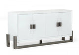 Vig Furniture - Modrest Lenny - Modern White High Gloss & Stainless Steel Gun Metal Buffet - Vggmw-1393B-Wht-Buf