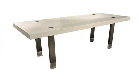 Vig Furniture - Modrest Lenny- Modern White High Gloss & Stainless Steel Gun Metal Dining Table - Vggmdt-1393B-Wht-Dt