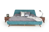 Vig Furniture - Modrest Lewis Mid-Century Modern Teal & Walnut Bed - Vgmabr-36-Bed