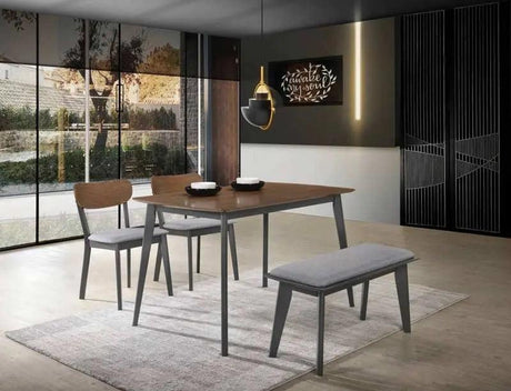 Vig Furniture - Modrest Lillian - Modern Walnut And Grey Dining Set - Vgma-Lillian-Set