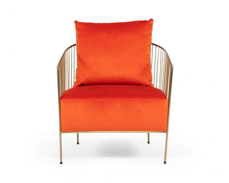 Vig Furniture - Modrest Loveland Glam Orange Velvet Accent Chair - Vgmfoc-2214-Ch