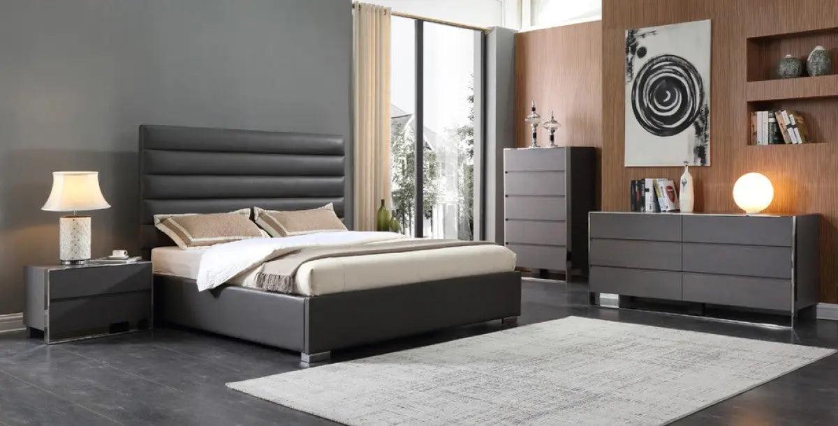 Vig Furniture - Modrest Lucy Modern Grey Leatherette Bed - Vgvcbd1708-Grypu