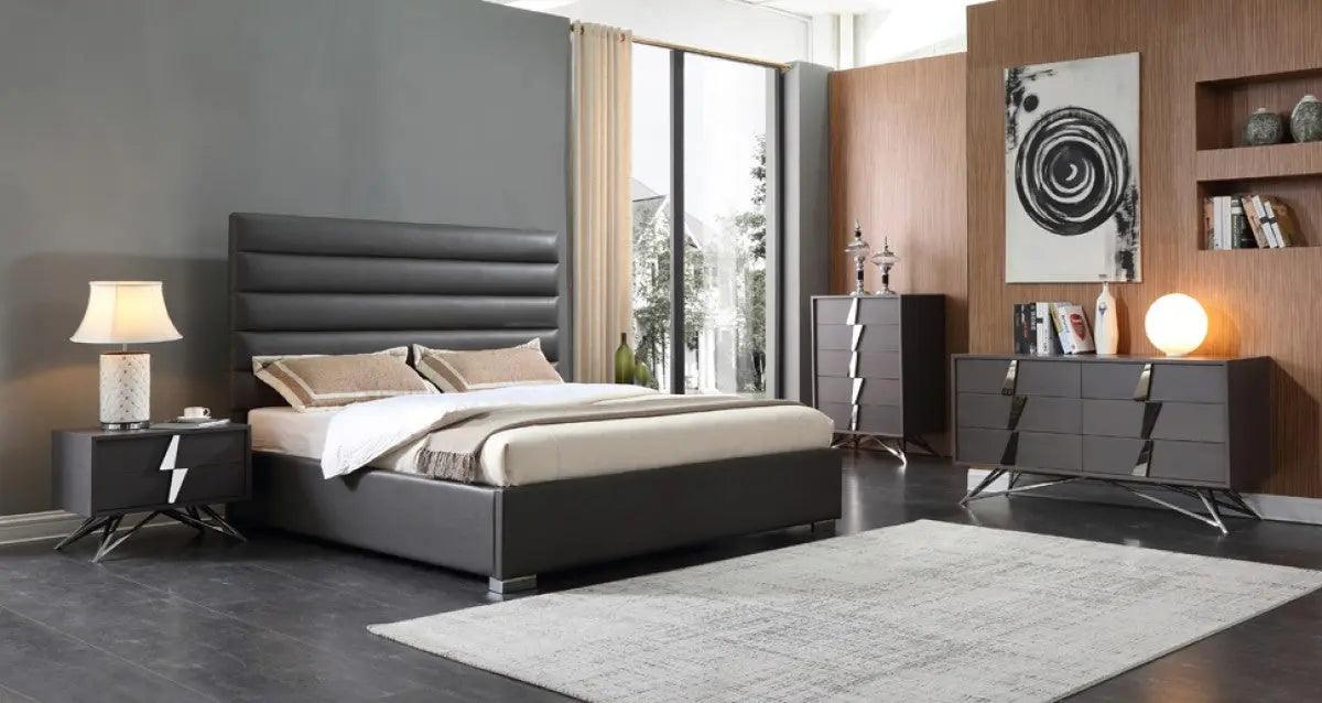 Vig Furniture - Modrest Lucy Modern Grey Leatherette Bed - Vgvcbd1708-Grypu