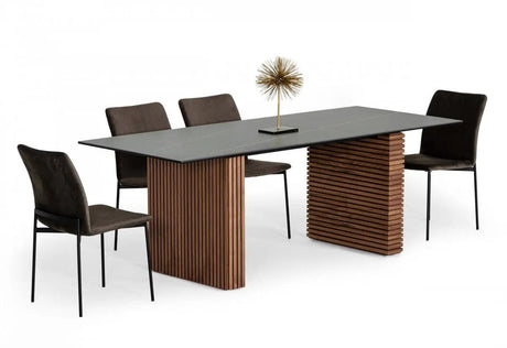 Vig Furniture - Modrest Maggie - Modern Walnut And Black Ceramic Top Dining Table - Vgdwj3555-1