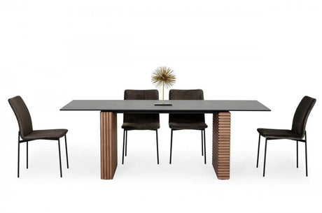 Vig Furniture - Modrest Maggie - Modern Walnut And Black Ceramic Top Dining Table - Vgdwj3555-1