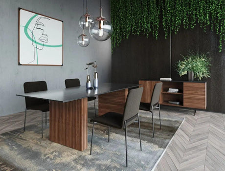 Vig Furniture - Modrest Maggie - Modern Walnut And Black Ceramic Top Dining Table - Vgdwj3555-1