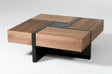 Modrest Makai Modern Walnut & Black Square Coffee Table Vgbble624E