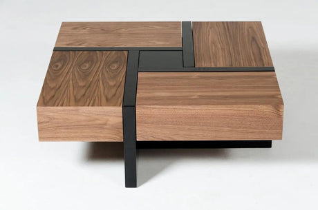 Vig Furniture - Modrest Makai Modern Walnut & Black Square Coffee Table - Vgbble624E