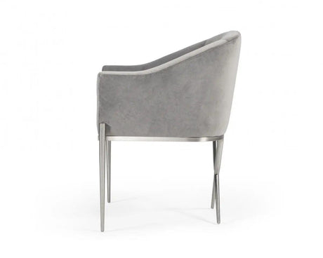 Vig Furniture - Modrest Mancos Modern Grey Velvet Accent Chair - Vgmfoc-296-Gry-Ch